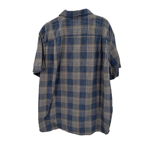 The North Face Blue Plaid Button Down Short Sleeve Shirt Mens XL 100% Nylon Ligh - Picture 6 of 8